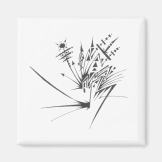 Imán Arte de tatuaje tribal abstracto blanco y negro 10