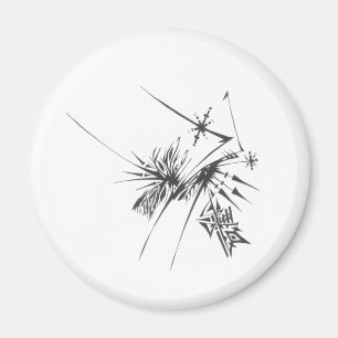 Imán Arte de tatuaje tribal abstracto blanco y negro 99