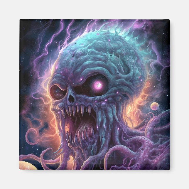 Imán Arte de terror de monstruo espacial (Frente)