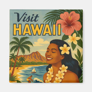 Imán Arte de Turismo de Hawái de Mitad de Siglo