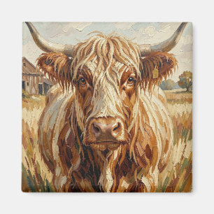 Imán Arte de vaca impasto lindo en un rancho rústico