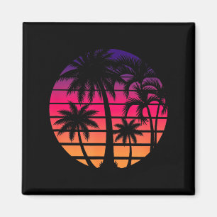 Imán Arte de vacaciones en la playa con palmeras y pues