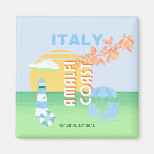 Imán Arte de viaje de Italia, Costa de Amalfi, Preppy, 