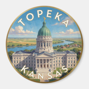 Imán Arte de viaje de la capital de la pradera de Topek