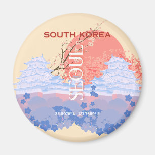 Imán Arte de viaje de Seúl Corea del Sur, Pastel
