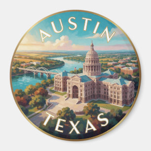 Imán Arte de viaje del Capitolio de Austin Texas