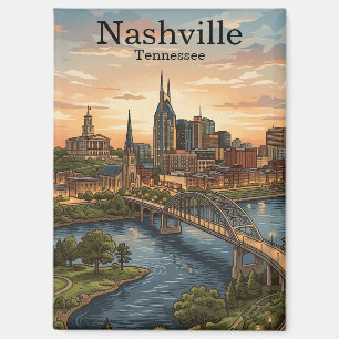 Imán Arte de viaje del cielo de Nashville Tennessee vin