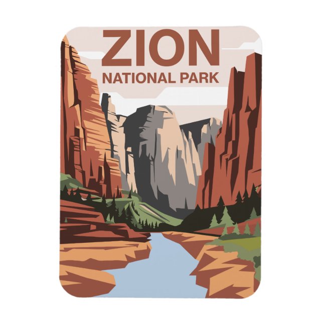 Imán Arte de viaje del Parque Nacional Zion (Vertical)