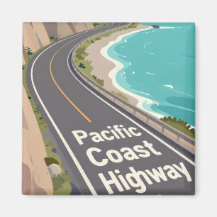 Imán Arte de viaje gráfico de la autopista de la costa