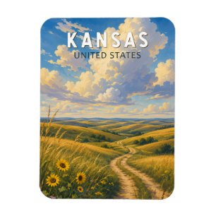 Imán Arte de viaje ilustración vintage de Kansas
