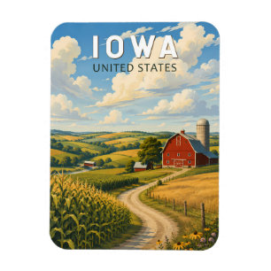 Imán Arte de Viaje Ilustración Vintage Iowa