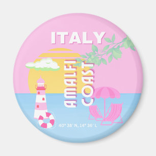 Imán Arte de viaje por Italia, Costa de Amalfi, Preppy,
