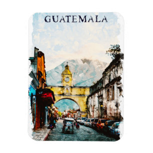 Imán Arte de viaje retro vintage de Guatemala
