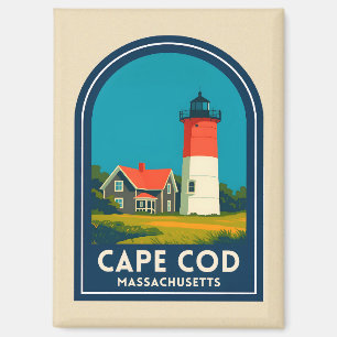Imán Arte de viaje vintage Cape Cod Nauset Lighthouse R