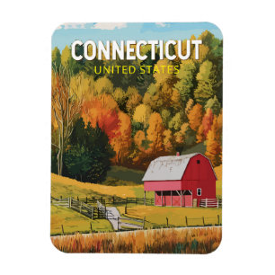 Imán Arte de viaje vintage de Connecticut