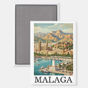 Imán Arte de viaje vintage de Málaga España
