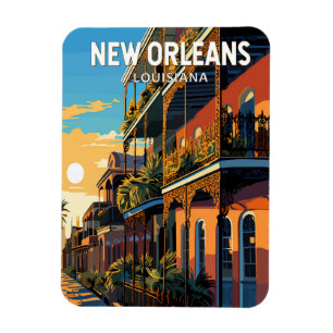 Imán Arte de viaje vintage de Nueva Orleans Luisiana