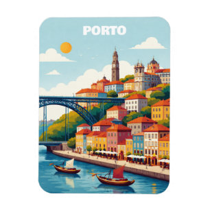 Imán Arte de viaje vintage de Oporto Portugal