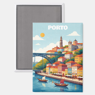 Imán Arte de viaje vintage de Oporto Portugal