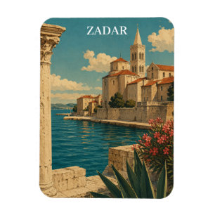 Imán Arte de Viaje Vintage de Zadar Croacia Costa del A