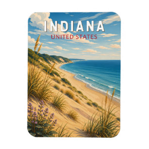 Imán Arte de viaje vintage ilustración de Indiana