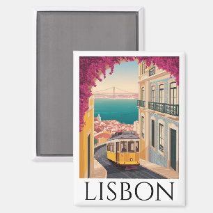 Imán Arte de viaje vintage Lisboa Portugal minimalista