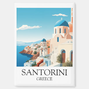 Imán Arte de viajes clásico de Santorini - griego vinta
