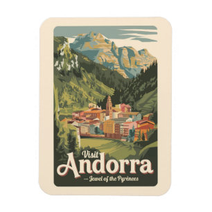 Imán Arte de viajes de Ilustracion de Andorra