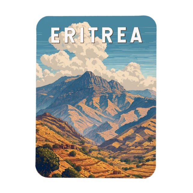 Imán Arte de viajes de Ilustracion de Eritrea (Vertical)