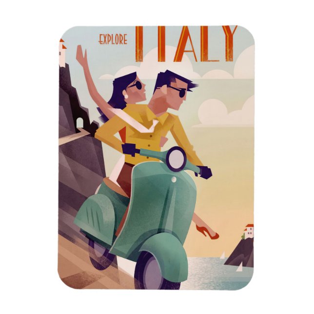 Imán Arte de viajes Explore Italia (Vertical)