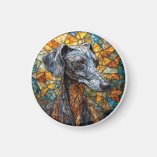 Imán Arte de vidrio emplomado de perro galgo italiano