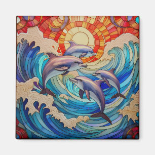 Imán Arte de vidrio manchado tropical