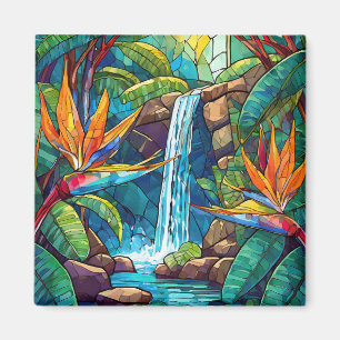 Imán Arte de vidrio manchado tropical
