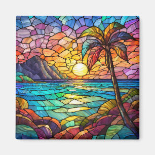 Imán Arte de vidrio manchado tropical
