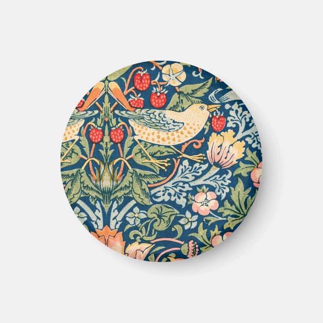 Imán Arte de William Morris: Pájaros y Flores (Frente)