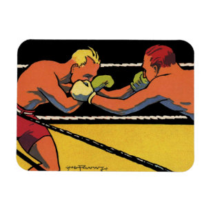 Imán Arte Deco Antiguo Boxeo Deportivo, Boxeadores Golp