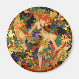 Imán Arte Deco Antiguo, Diana y sus Ninfas o la Caza