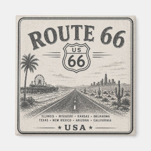 Imán Arte decorativo de viaje por la ruta 66 vintage am