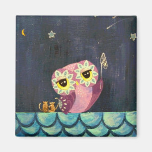Imán Arte del búho - coja una estrella el caer