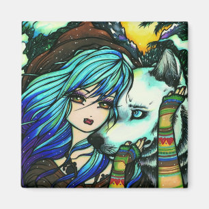 Imán Arte del chica de la nieve del lobo del vampiro