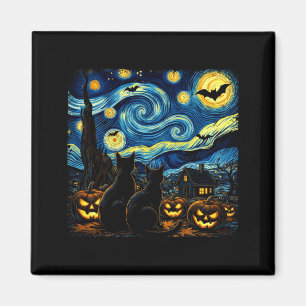 Imán Arte del cielo nocturno Amante del gato negro Homb