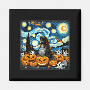 Imán Arte del cielo nocturno perro de Terranova Hallowe