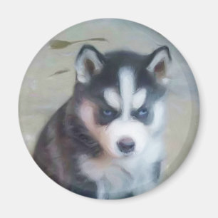 Imán Arte del perrito del husky siberiano
