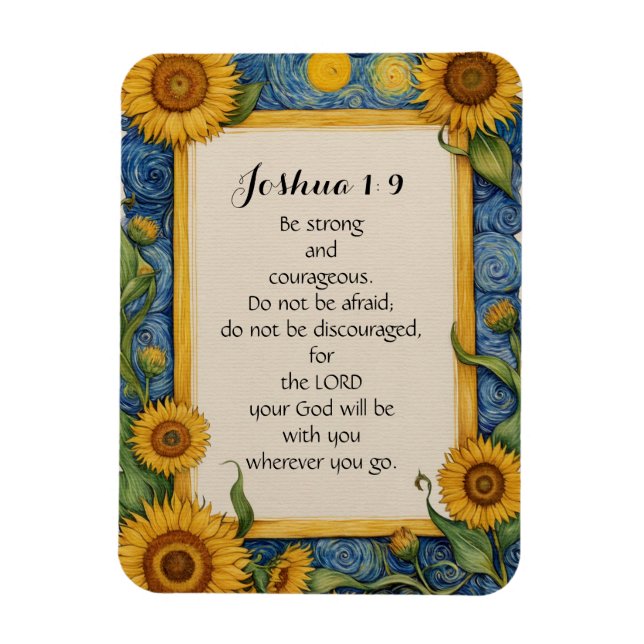 Imán Arte del versículo bíblico Josué 1:9 NIV (Vertical)
