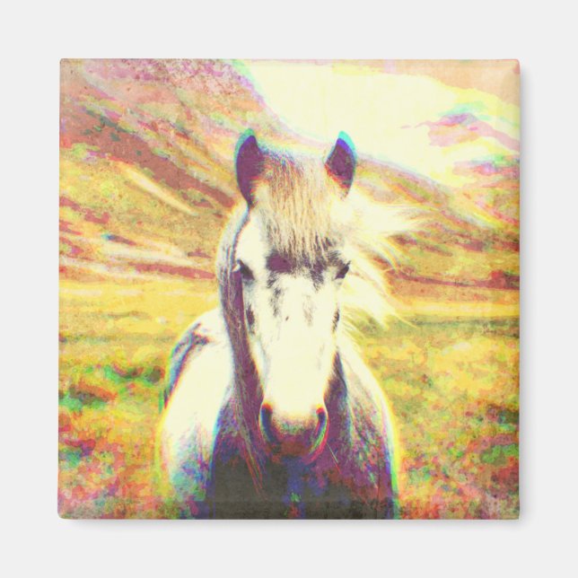 Imán Arte digital de caballos de Islandia (Frente)