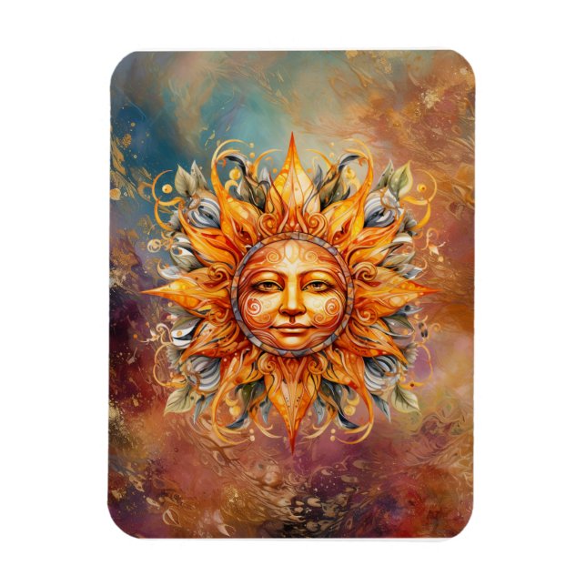 Imán Arte digital de la cara de sol cósmico (Vertical)
