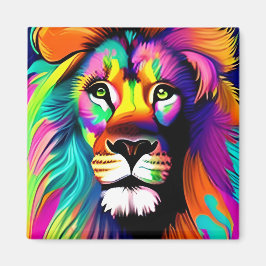 Imán Arte digital de leones colorido