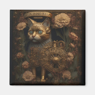 Imán Arte digital gótico de Steampunk Cat