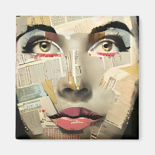 Imán Arte digital único y artístico   Dama bonita abstr
