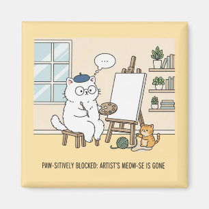 Imán Arte divertido de gato blanco Kit de estudio de ga